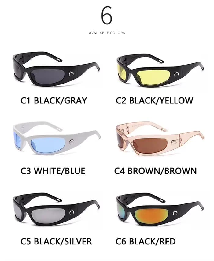 Lunettes de soleil rectangulaires pour hommes et femmes, lunettes de soleil punk, vintage, hip hop, extérieur, cyclisme, sport, lune, UV400, tendance féminine, nouveau, 2023