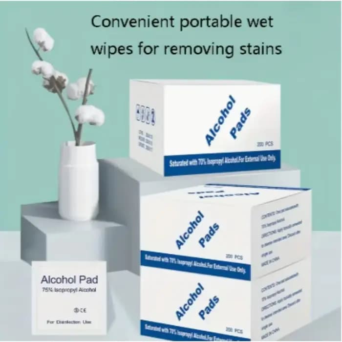 Lingettes désinfectantes en coton à 75 % d'alcool, jetables, pour le nettoyage des écrans de téléphone portable, des lunettes et des trous d'écouteurs