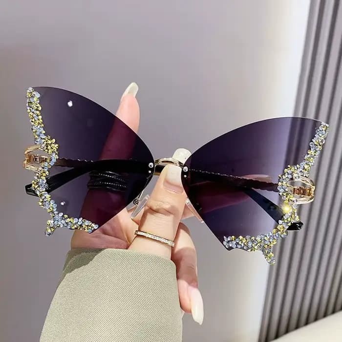 Lunettes de soleil papillon diamant pour femmes