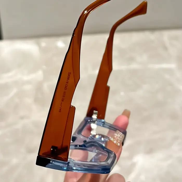 Lunettes surdimensionnées Y2K à verres transparents avec monture imprimée léopard