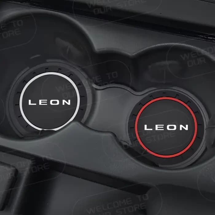 Dessous de verre en Silicone pour voiture, pour Leon LOGO MK2 5F TSI DSG FR Line VZ, 2 pièces, tapis de tasse d'eau antidérapant, tapis de boisson, insertion de dessous de verre, accessoires