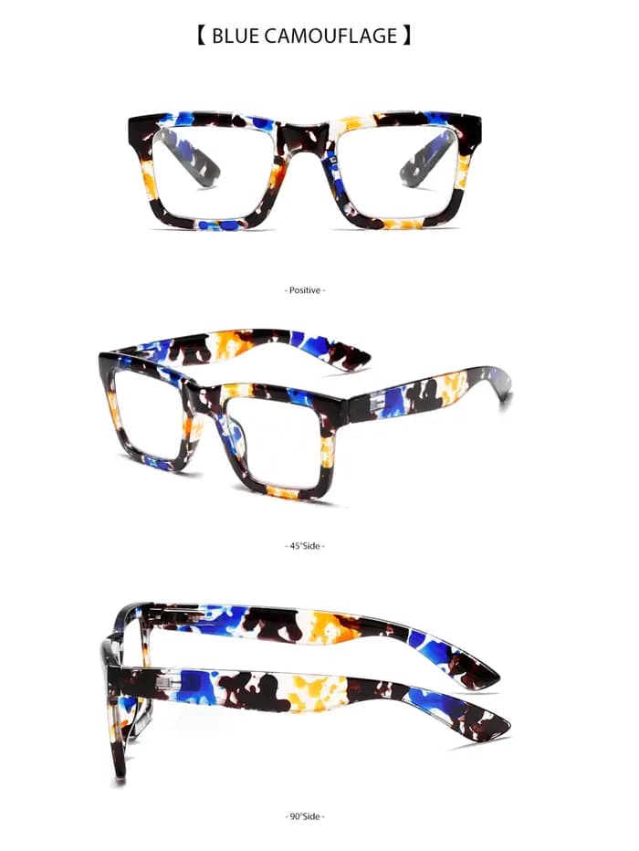 1 paire de lunettes de lecture élégantes et confortables à monture large, anti-lumière bleue, adaptées aux hommes et aux femmes