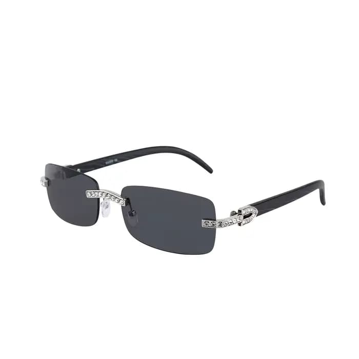Lunettes de soleil rectangulaires vintage sans monture pour femmes et hommes