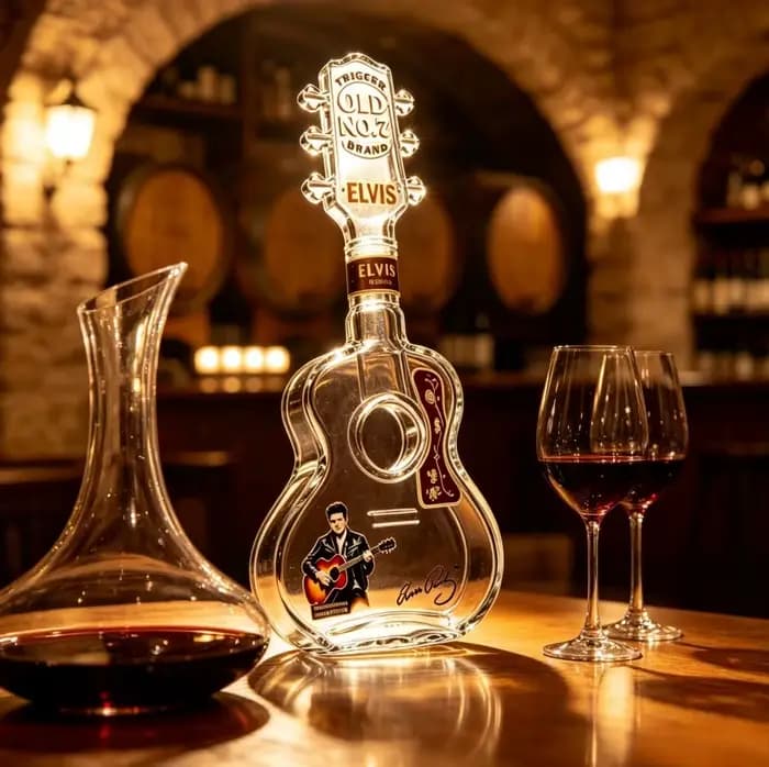 Carafe à whisky en verre vintage en forme de guitare, bouteille portable pour spiritueux et vin, conteneur de rangement, décoration artisanale de bureau pour bar, fête, table