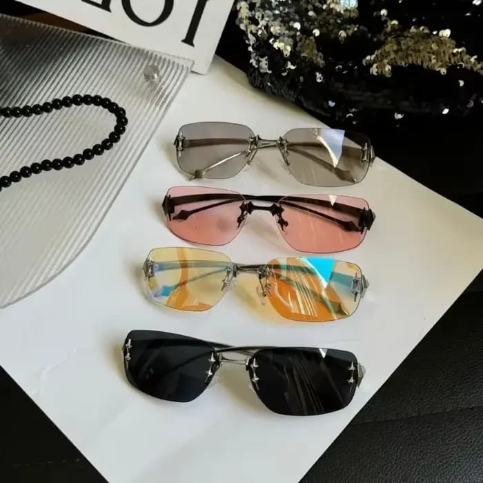 Lunettes de soleil sans monture tendance Y2K pour femmes