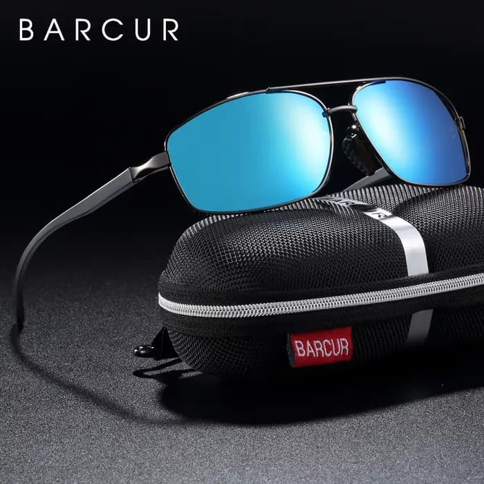 BARCUR aluminium magnésium carré lunettes de soleil hommes