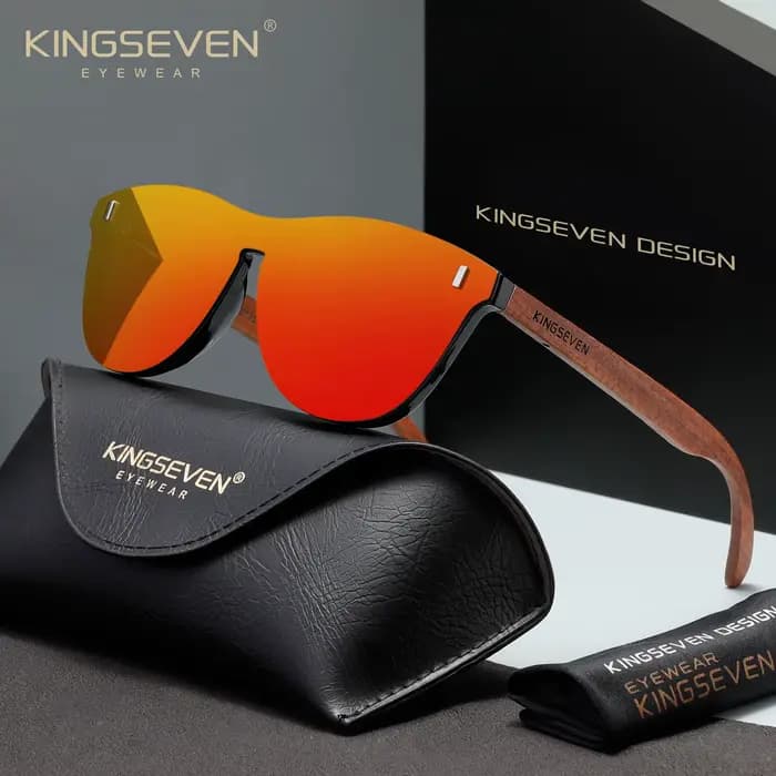 Lunettes de soleil rétro en bois KINGSEVEN pour hommes