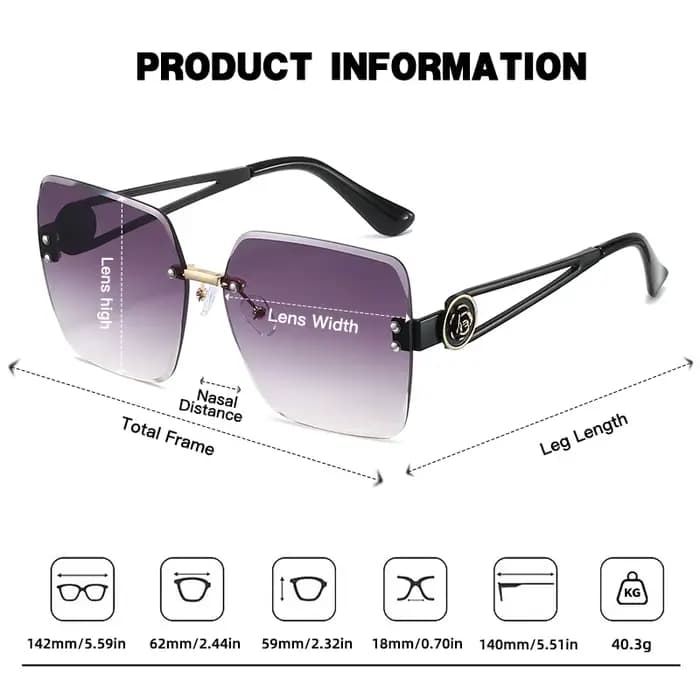RUISIMO sans monture métal carré lunettes de soleil femmes hommes couleur claire marque exquise
