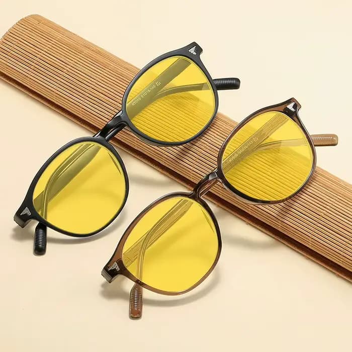 Lunettes de Vision nocturne à lentille jaune à monture ronde pour hommes et femmes