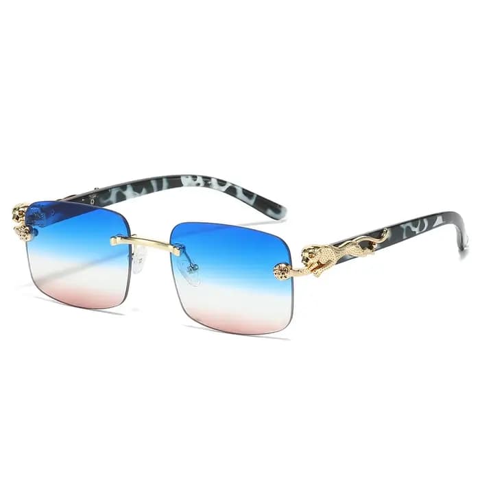 2025 classique sans monture carré lunettes de soleil hommes teinte couleur métal guépard décoration mode luxe