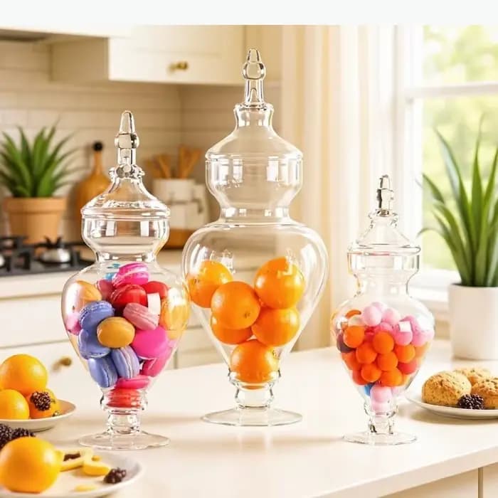 Pot en verre transparent, pots à bonbons, pots de rangement, pots décoratifs, bouteille de rangement, boîte de rangement, décoration de mariage, ornements, organisateur