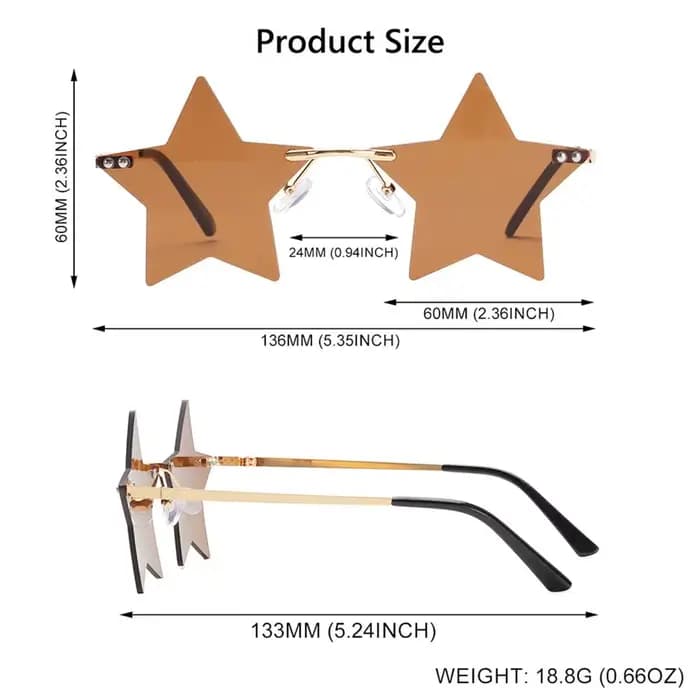 Lunettes de soleil en forme d'étoile sans monture pour femmes et hommes