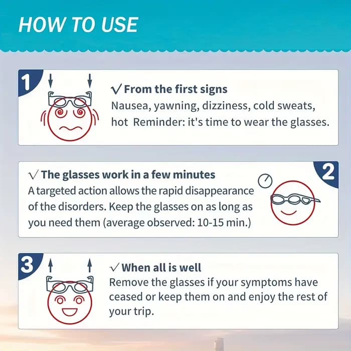 Lunettes de mal de transport pour enfants – Essentielles de voyage ultra légères pour voiture/Air/mer et croisière |