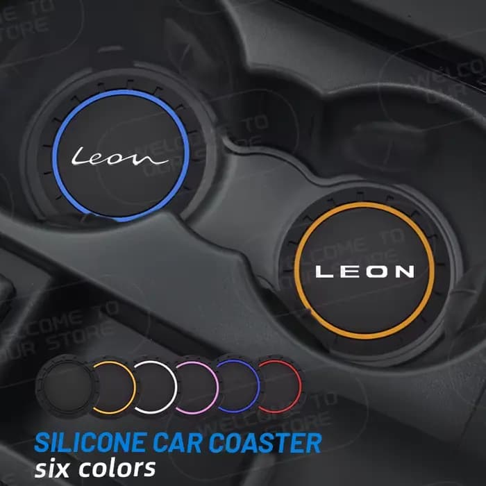 Dessous de verre en Silicone pour voiture, pour Leon LOGO MK2 5F TSI DSG FR Line VZ, 2 pièces, tapis de tasse d'eau antidérapant, tapis de boisson, insertion de dessous de verre, accessoires