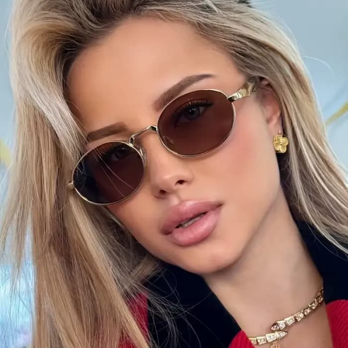 Lunettes de soleil vintage ovales en métal