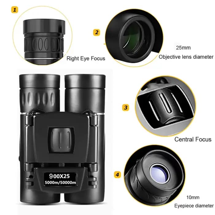 900x25 HD jumelles puissantes 9000M longue portée pliant Mini télescope BAK4 FMC optique pour les Sports de chasse Camping en plein air voyage