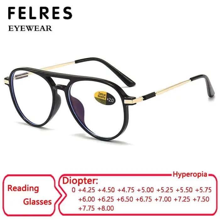 Double pont pilote grand Anti lumière bleue lunettes de lecture femmes hommes clair lentille