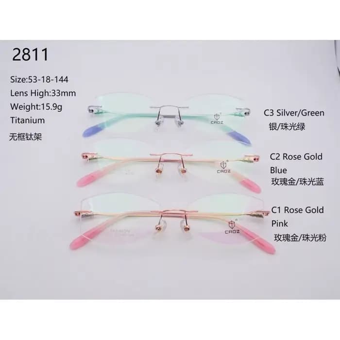 Monture de lunettes optiques sans monture en métal bicolore