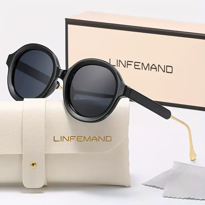 LINFEMAND classique rétro circulaire dégradé lentille mode lunettes de soleil UV400 femmes été fête vacances cadeau