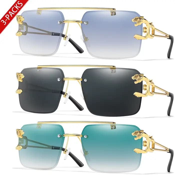 3 paires de lunettes de soleil imprimé léopard