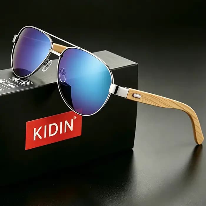 KINID Lunettes de soleil en bambou faites à la main pour hommes et femmes, monture ovale en bois, style voyage, plage, fête
