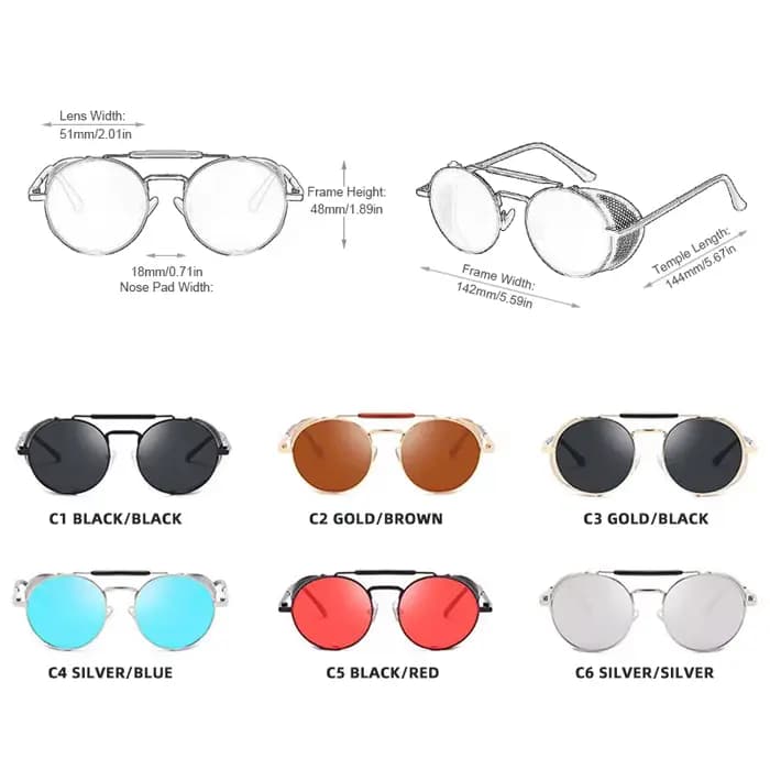Lunettes de soleil rétro Steampunk pour hommes et femmes