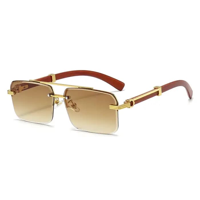 Grain de bois carré sans monture lunettes de soleil femmes rétro hommes