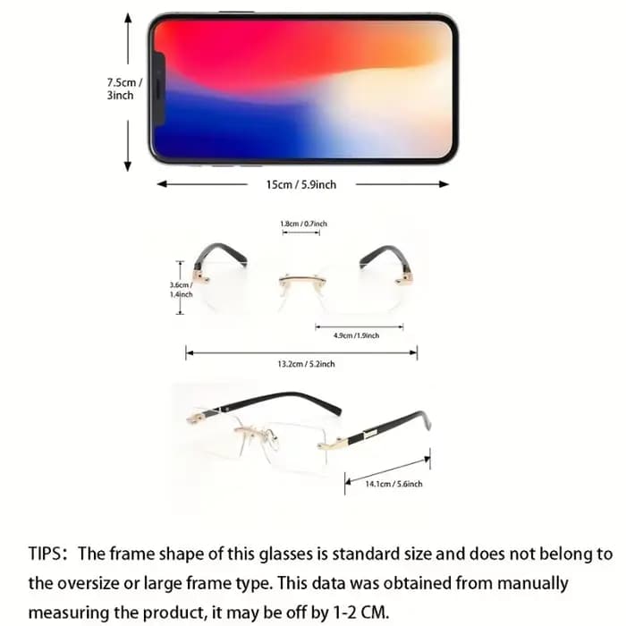 1 paire de lunettes carrées minimalistes sans monture pour hommes