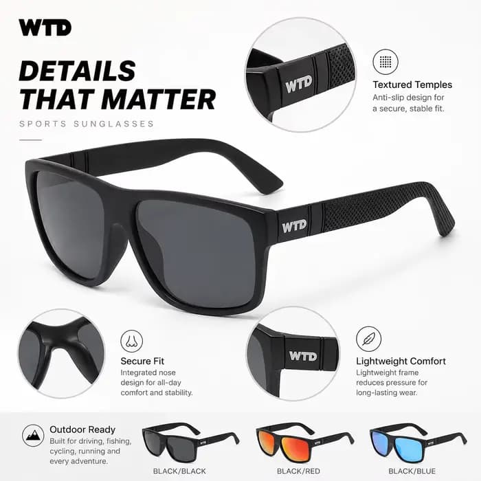Lunettes de soleil polarisées WTD pour le cyclisme et la pêche