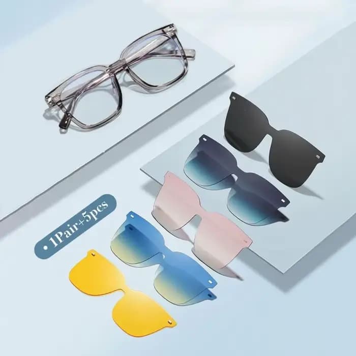 Lunettes 1 pièce avec 5 lentilles interchangeables, unisexe pour hommes et femmes, interrupteur librement des couleurs