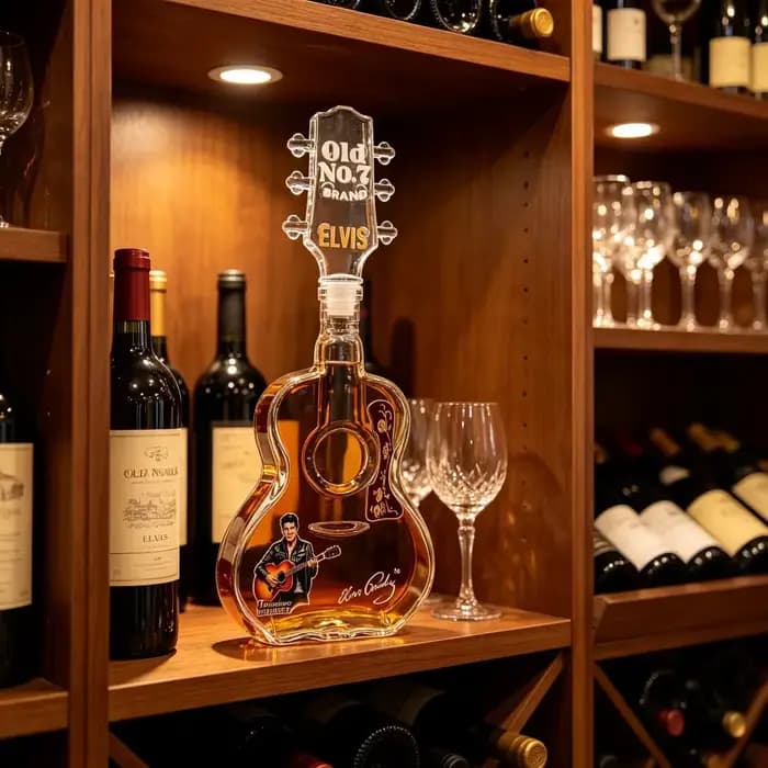 Carafe à liqueur en forme de guitare Elvis Rock King, bouteille à whisky en verre cristal, ornement de collection pour les amateurs de musique
