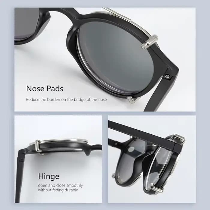 ZENOTTIC Style rétro pince sur lunettes de soleil pour hommes femmes cercle Anti lumière bleue