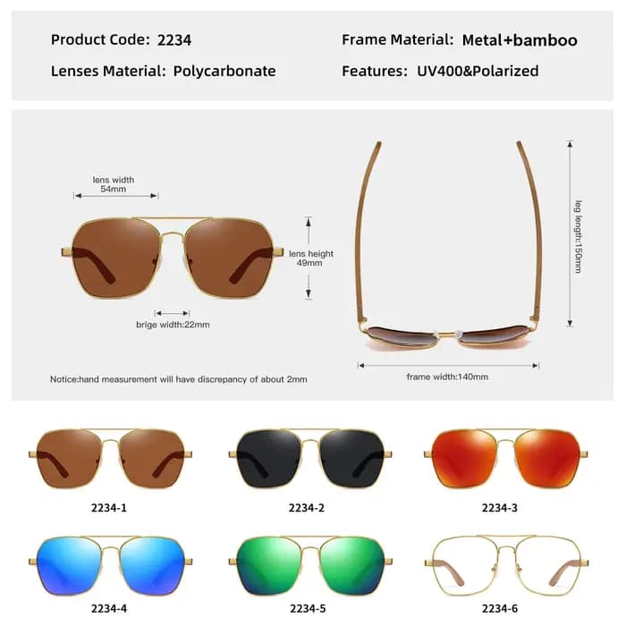 Lunettes de soleil carrées métalliques rétro GM Fashion pour femmes et hommes
