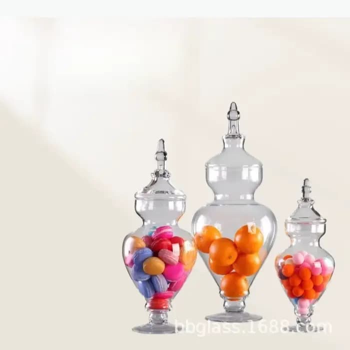 Pot en verre transparent, pots à bonbons, pots de rangement, pots décoratifs, bouteille de rangement, boîte de rangement, décoration de mariage, ornements, organisateur