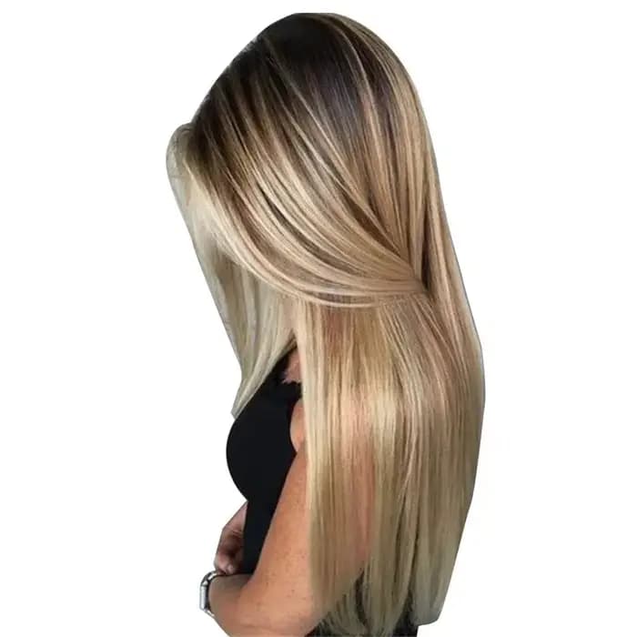 Perruque synthétique longue et lisse pour femmes, 72cm, avec filet pour cheveux, couvre-chef blond pour usage quotidien