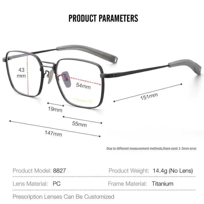 Lunettes de soleil carrées en titane et acétate IP pour hommes