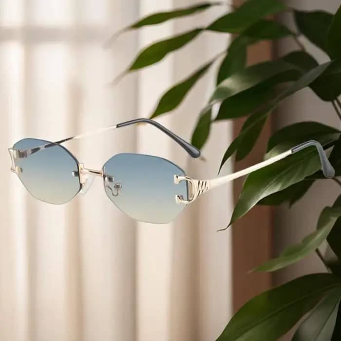 Lunettes de soleil carrées sans monture pour hommes et femmes