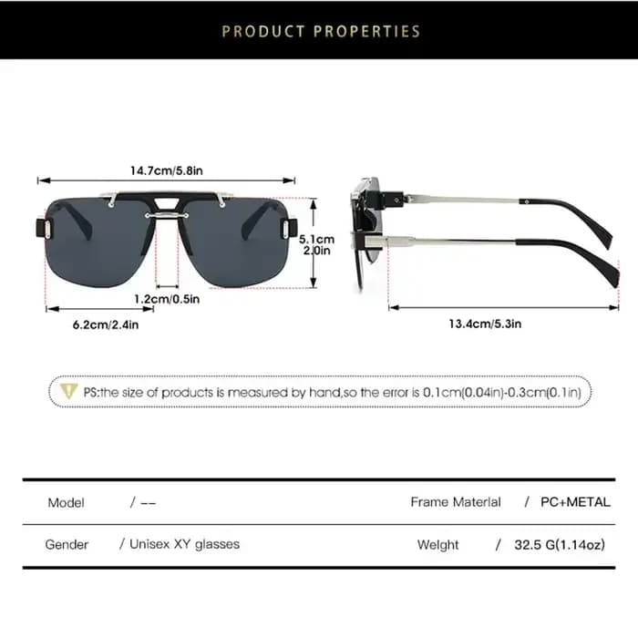 Y2k demi-monture pilote lunettes de soleil femmes pour hommes 2025 Vintage surdimensionné Punk métal marque de luxe