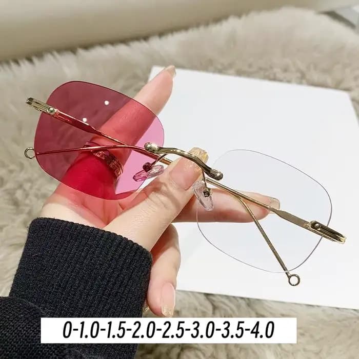 Lunettes de Myopie Sans Cadre avec Maille Rouge