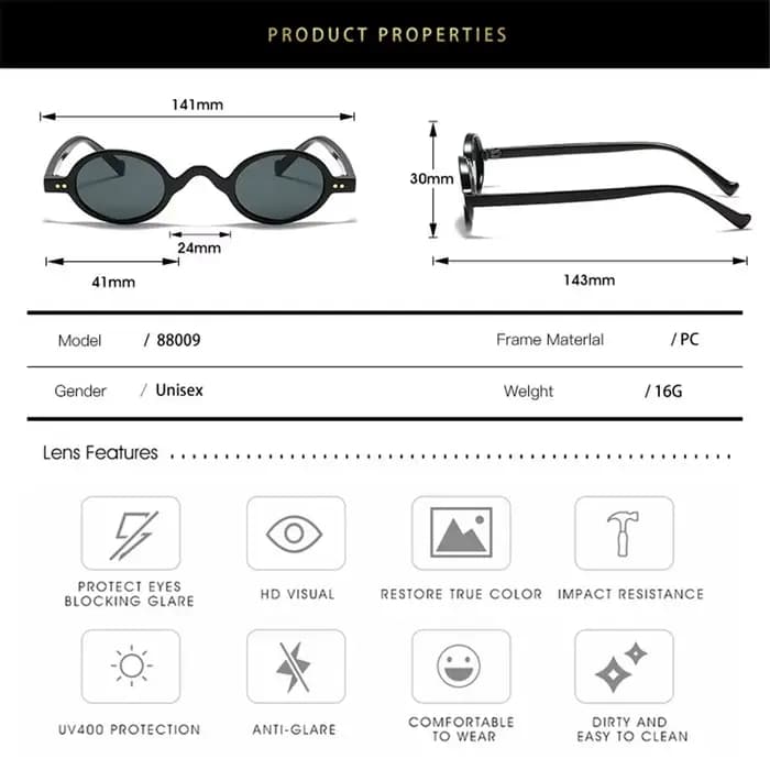 Lunettes de soleil rondes ovales pour hommes et femmes