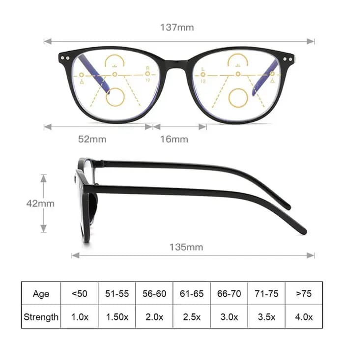 Lunettes de lecture multifocales anti-lumière bleue See Near & Far pour femmes et hommes