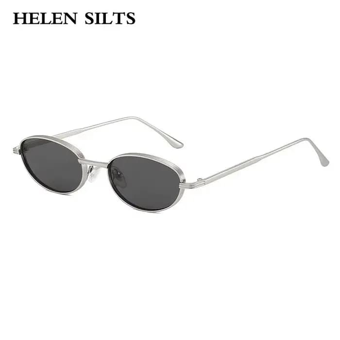 Lunettes de soleil ovales en métal pour femmes