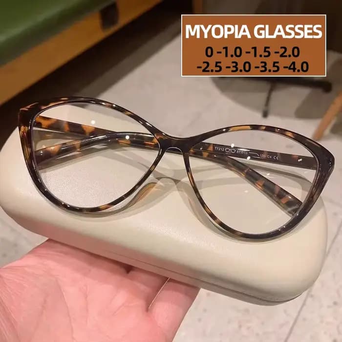 Lunettes de myopie œil de chat avec cadre transparent pour femme