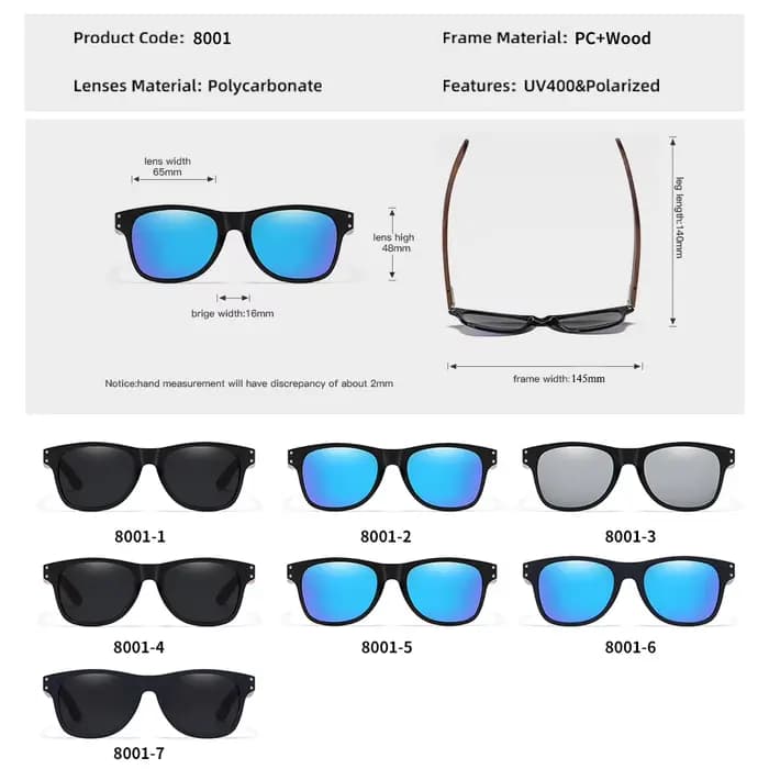 GM – lunettes de soleil en bois naturel pour hommes