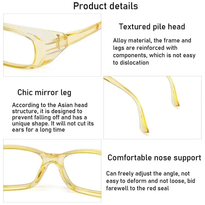 Lunettes de lecture anti-buée avec protections latérales pour la presbytie