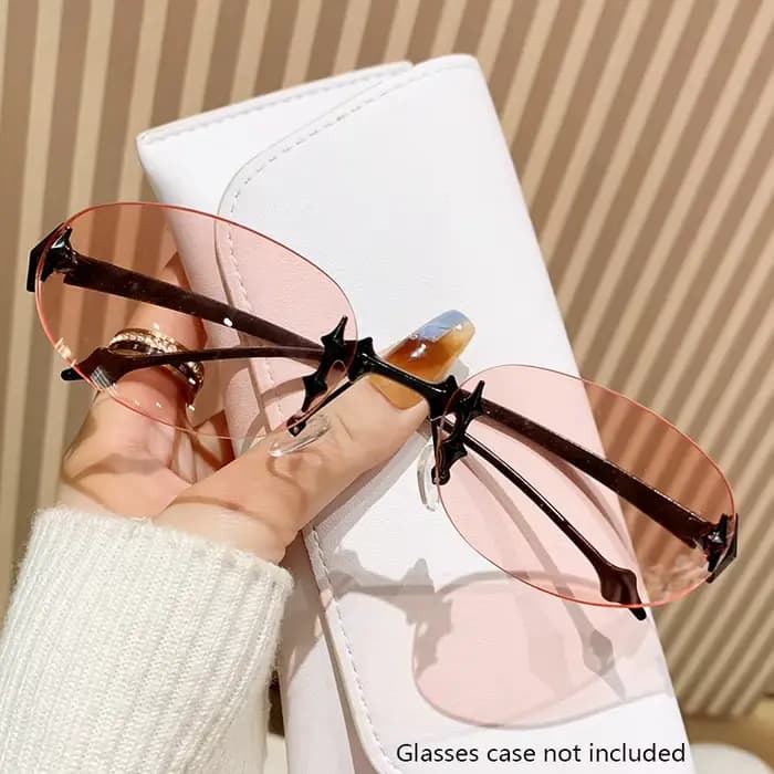 Lunettes de soleil ovales œil de chat sans cadre pour femmes