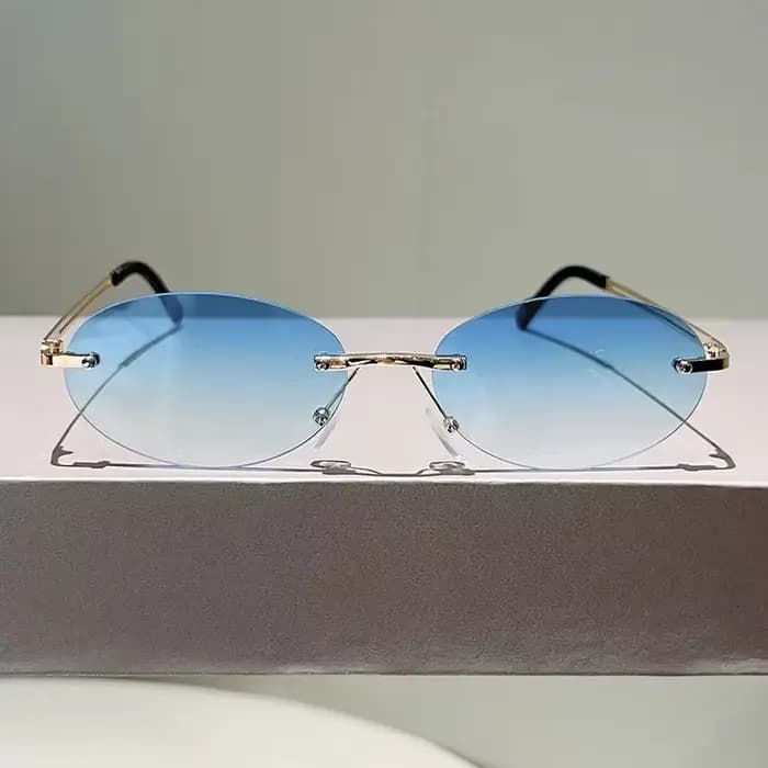 Lunettes de soleil ovales sans monture tendance