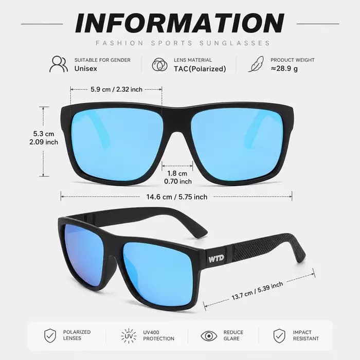 Lunettes de soleil polarisées WTD pour le cyclisme et la pêche