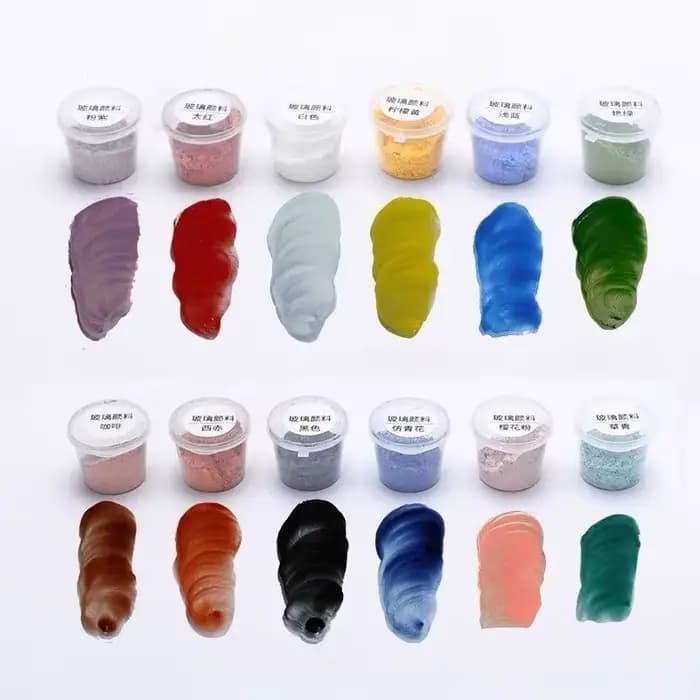 Poudre de glaçure à basse température pour four électrique, 12 couleurs, pour artisanat en verre peint à la main, peinture décorative DIY