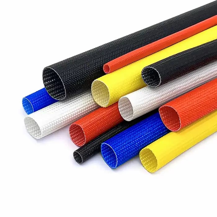 Manchon tressé en fibre de verre enduit de silicone 1~20 mm, 200°C, 1,5 kV, tube isolant haute tension pour la protection des câbles